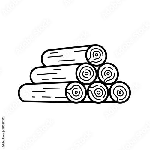 Stack of Logs Outline Illustration for Firewood or Lumber Industry
