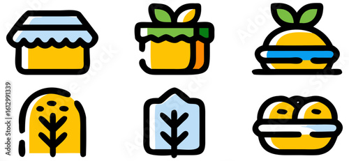 Illustration of honey jars and plant seedlings in pots, representing nature, food, and gardening themes on transparent background