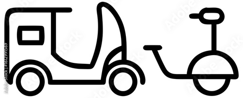 Illustration of scooter transportation vehicle motorbike moped mobility electric transport automotive ride share icon on transparent background