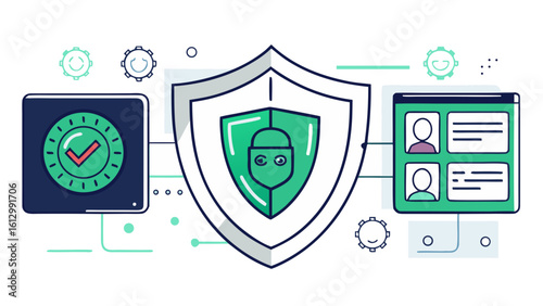 Security shield protection data privacy safety checkmark verified access control secure online account system on transparent background