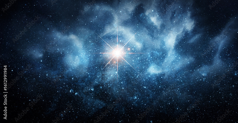 Obraz premium Space scene with big star in the galaxy. Panorama. Universe filled with stars, nebula and galaxy,. Elements of this image furnished by NASA