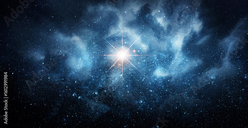 Fototapeta Naklejka Na Ścianę i Meble -  Space scene with big star in the galaxy. Panorama. Universe filled with stars, nebula and galaxy,. Elements of this image furnished by NASA