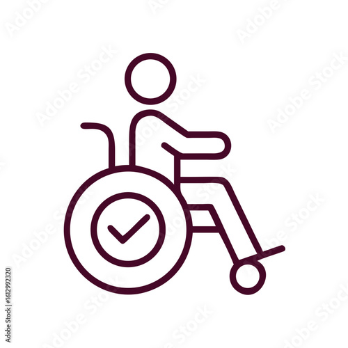 Person in wheelchair with checkmark symbolizing accessibility concept  