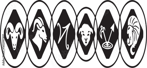 Zodiac and Astrological Signs Black and White Icon Set - Horoscope Symbols