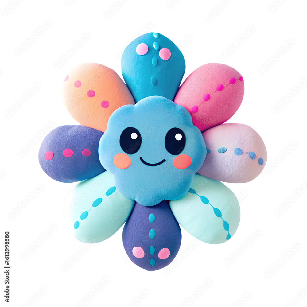 Obraz premium Soft Kawaii Plush Flower Character – Smiling Toy for Kids