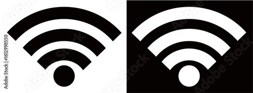 silhouette of an internet wifi signal icon isolated on a black and white background.

