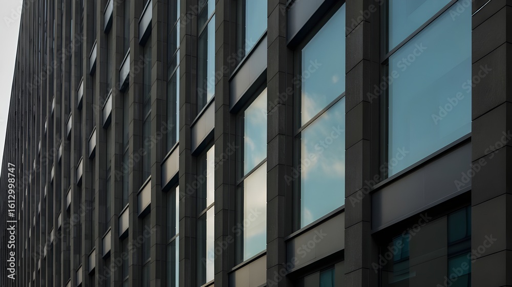 Modern Facade Featuring Reflective Windows on a Contemporary Building Modern Facade Featuring Reflective Windows on a Contemporary Building
