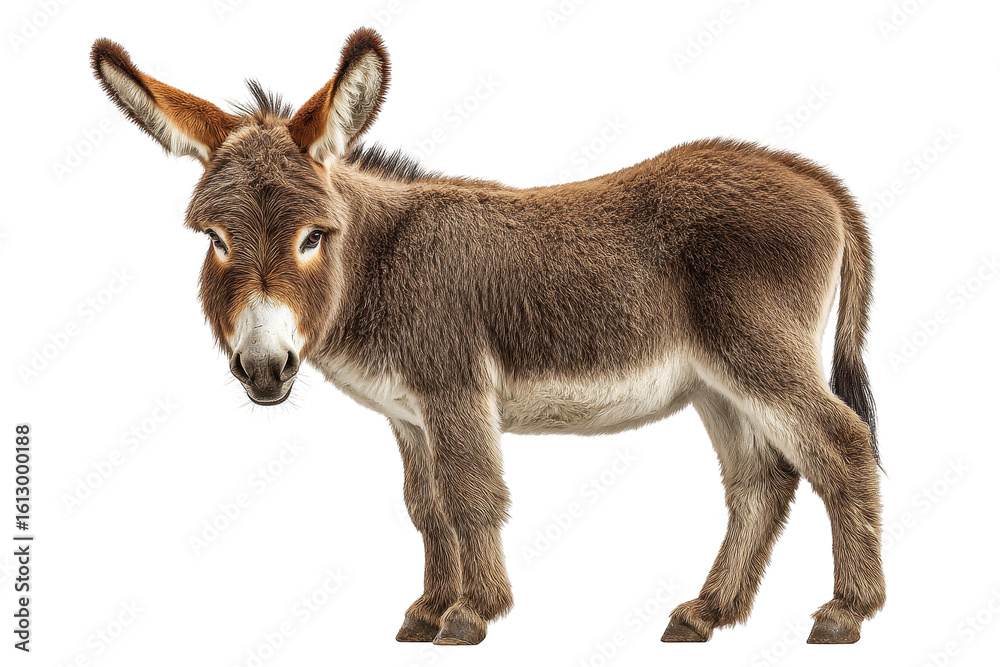 Fototapeta premium Brown Donkey Isolated on Black Background Farm Animal Portrait, isolated on a transparent background