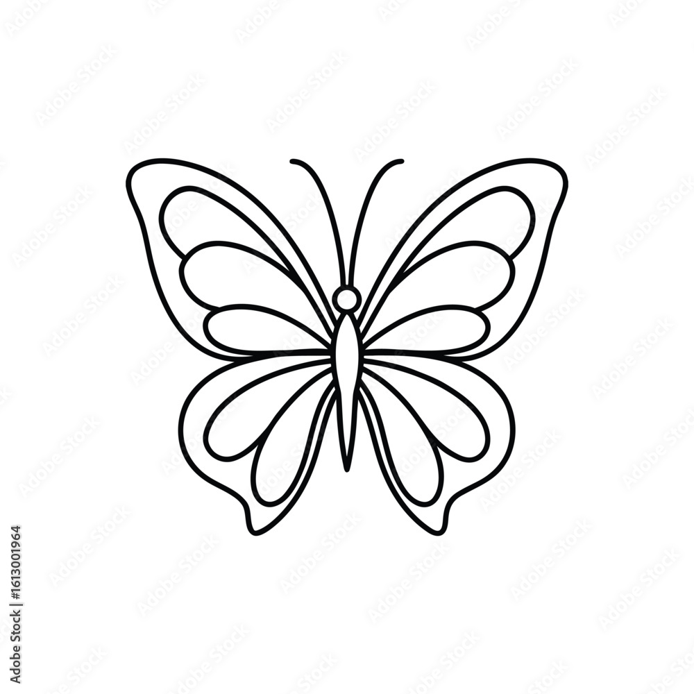 Fototapeta premium Butterfly line art, butterfly line drawing
