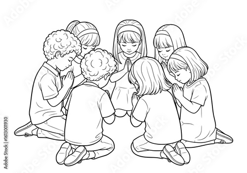 Children united in prayer a heartwarming scene of innocence and faith