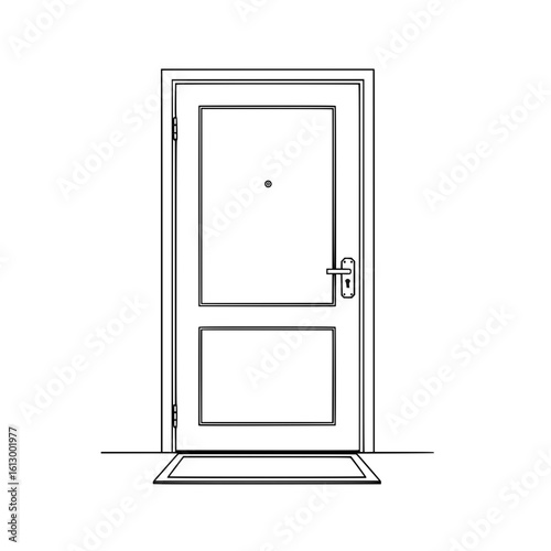 Elegant modern white door with glass panels and doormat, inviting entryway design