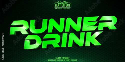 Energy editable text effect, customizable drink and runner 3d font style