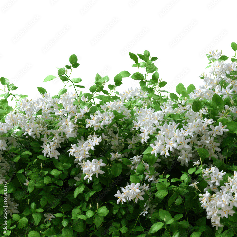 Fototapeta premium A garden full of fragrant jasmine flowers isoleted on transparent background.