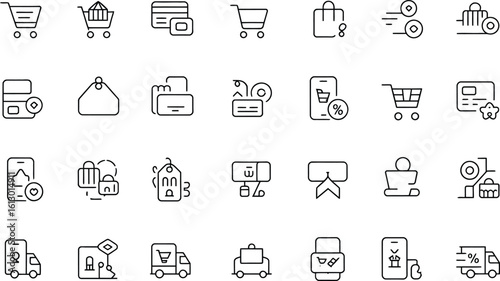 Modern shopping icons boost online retail business success and customer engagement