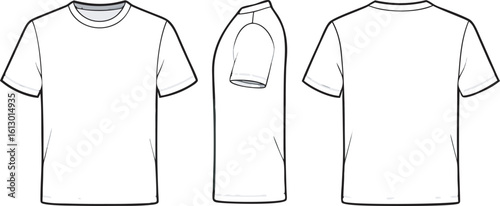 Tshirts illustration (white / side) T-shirt White Oversize Mockup Front and Back Vector