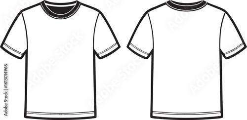 Tshirts illustration (white / side) T-shirt White Oversize Mockup Front and Back Vector