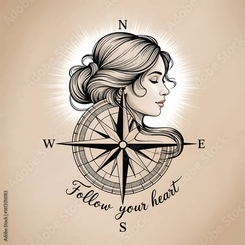 compass silhouette line art design royalty free image premium quality