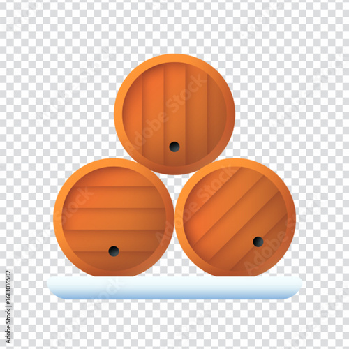 Wooden Barrels Vector Icon