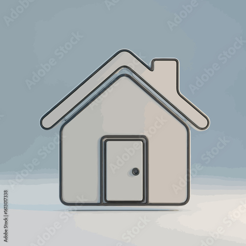 Simple, stylized, light gray house icon, outlined in dark gray, on a light gray background.
