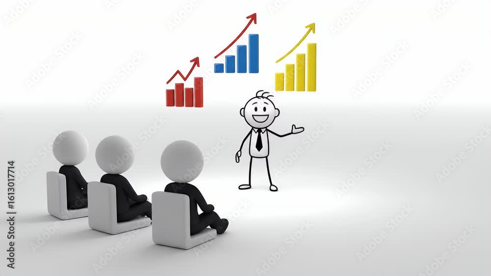 Business Presentation With Graphs And Charts On White Background Business Presentation With Graphs And Charts On White Background