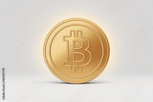 3D Golden Bitcoin Icon with Soft Glow – Digital Currency Symbol