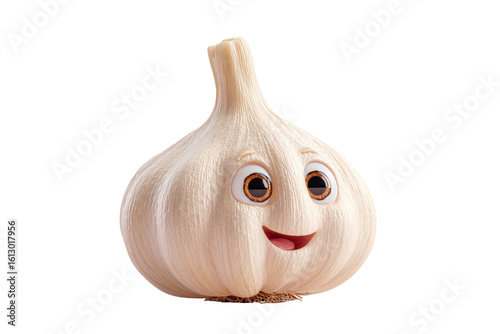Happy Garlic Cartoon Character Vegetable Food Illustration,, isolated on a transparent background