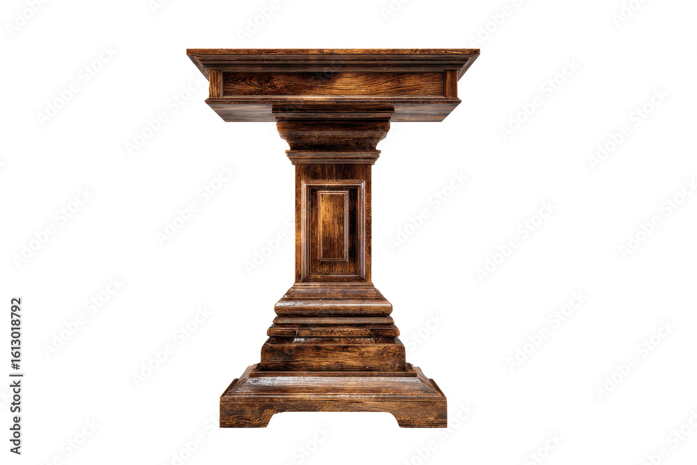 Elegant Dark Wooden Lectern Stand Antique Style, isolated on a transparent background Elegant Dark Wooden Lectern Stand Antique Style, isolated on a transparent background