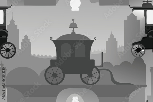 a group of shadowy ghosts in a haunted attic old spooky home vector illustration