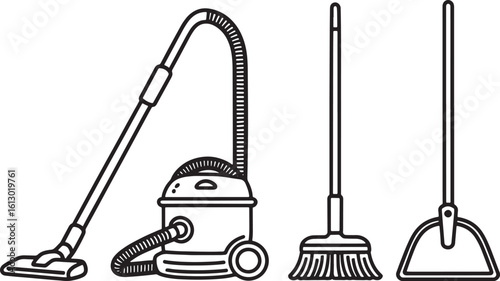 house cleaning tools logo icon bundle set line art design royalty free image premium quality "