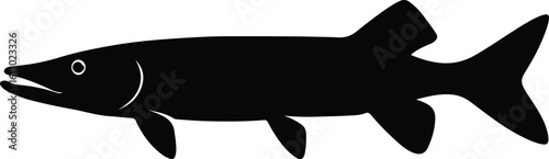 Silhouette muskie fish profile sport fishing sign vector illustrator