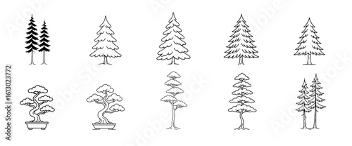 set of trees vector illustration 