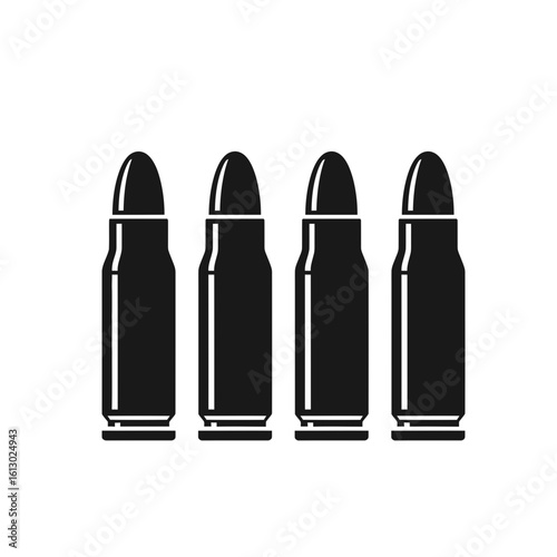 Four sleek black bullets aligned in a row ready for action and defense