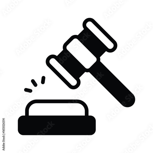 Well designed glyph icon of courtroom gavel hammer