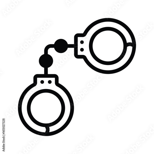 Visually appealing glyph icon of secure handcuffs clasped