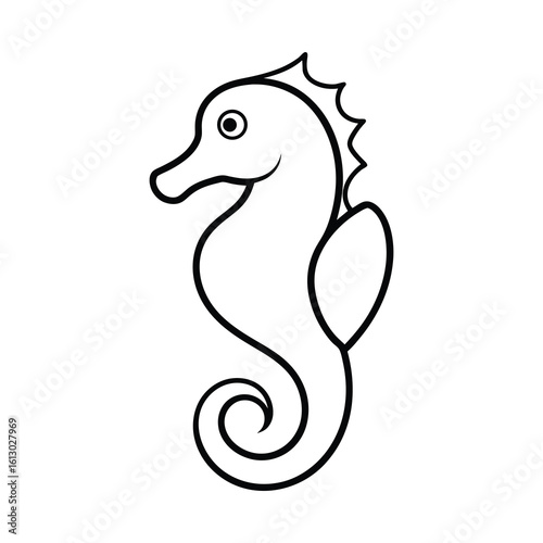 outline  illustration seahorse cartoon on white background