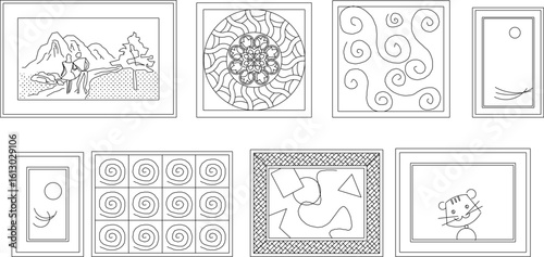 vector sketch illustration silhouette image design artwork painting on museum wall