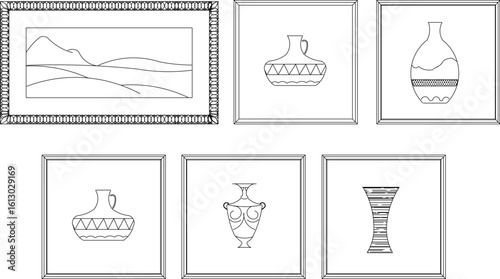 vector sketch illustration silhouette image design artwork painting on museum wall 
