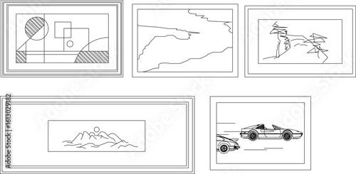 vector sketch illustration silhouette image design artwork painting on museum wall