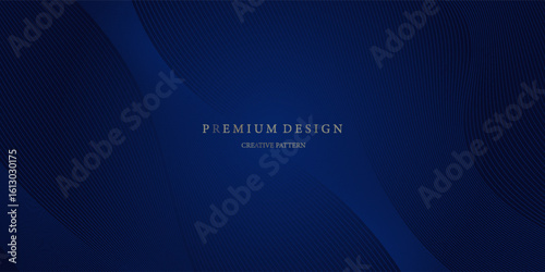 Premium background design with diagonal dark blue line pattern. Vector horizontal template for digital lux business banner, contemporary formal invitation, luxury voucher, prestigious gift certificate