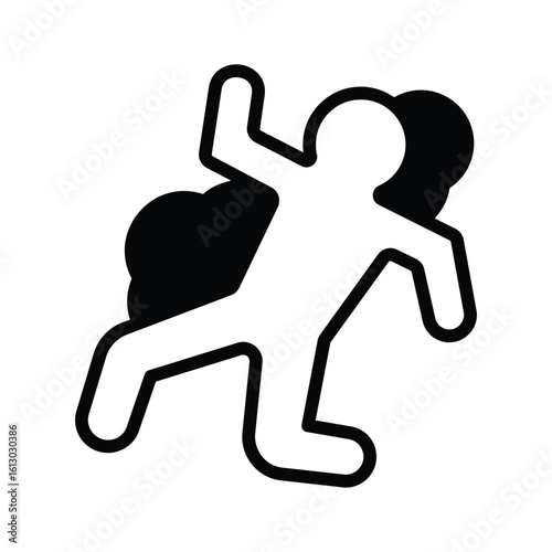 Visually appealing glyph icon of drawn dead body