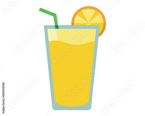 A glass of orange juice with a straw isolated on white background Ai Generated