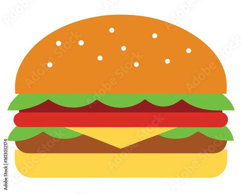 A colorful cartoon burger isolated on white background Ai Generated