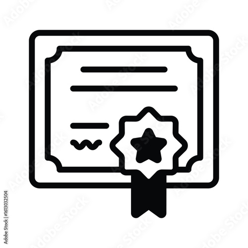 Visually appealing glyph icon of legal certificate paper