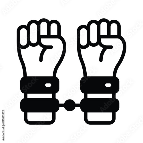 Trendy glyph icon of metal arrest cuffs set
