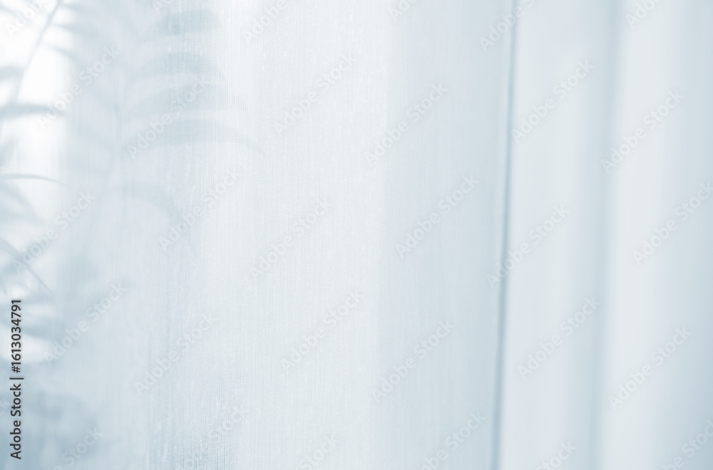 Fototapeta premium Sunlight on curtain, blurred shadow tulle background, sheer curtains, silk veil fabric