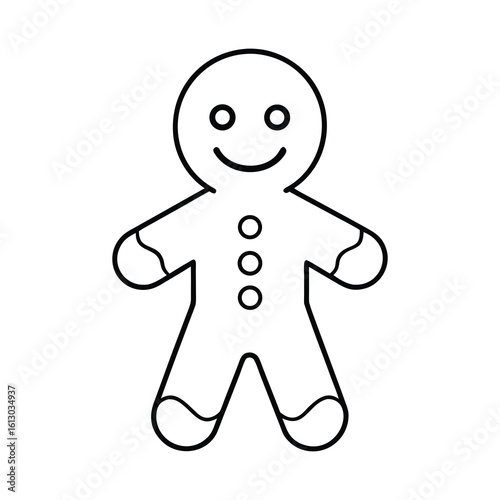 outline illustration cute gingerbread man cartoon