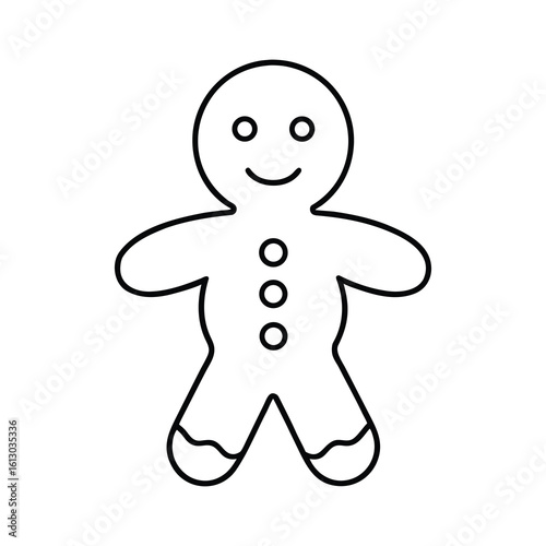 outline illustration cute gingerbread man cartoon