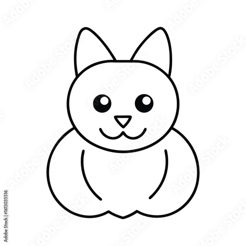 outline illustration cute jack o lantern cat cartoon