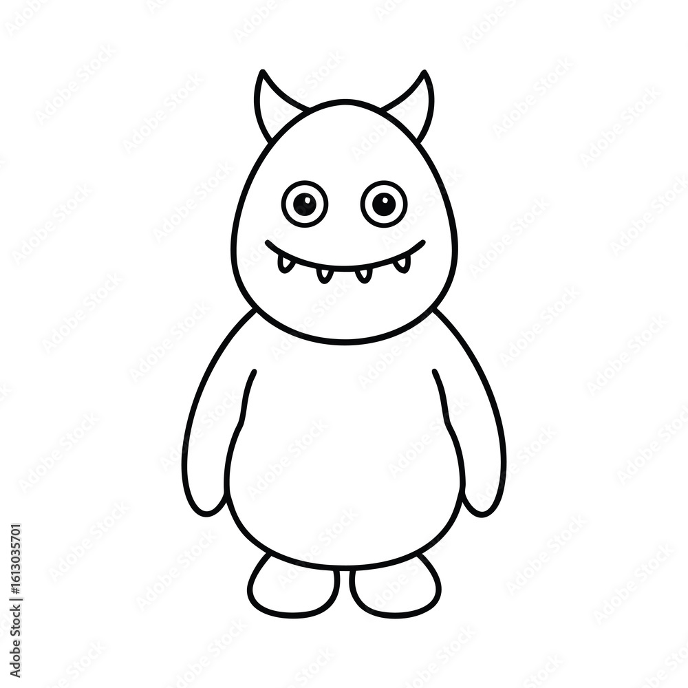 Obraz premium outline illustration cute little monster cartoon