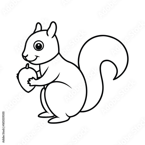 outline illustration cute squirrel sitting cartoon 